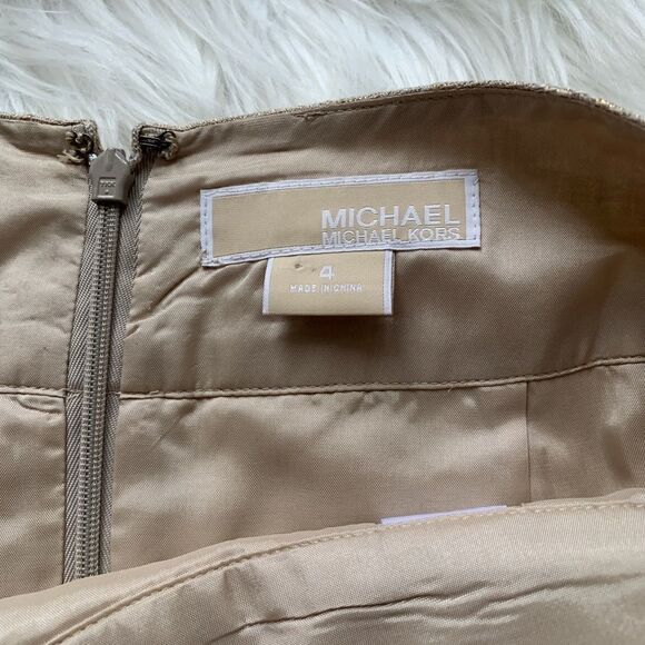Michael Kors Cream and Gold Linen Skirt Size 4 - Picture 3 of 6